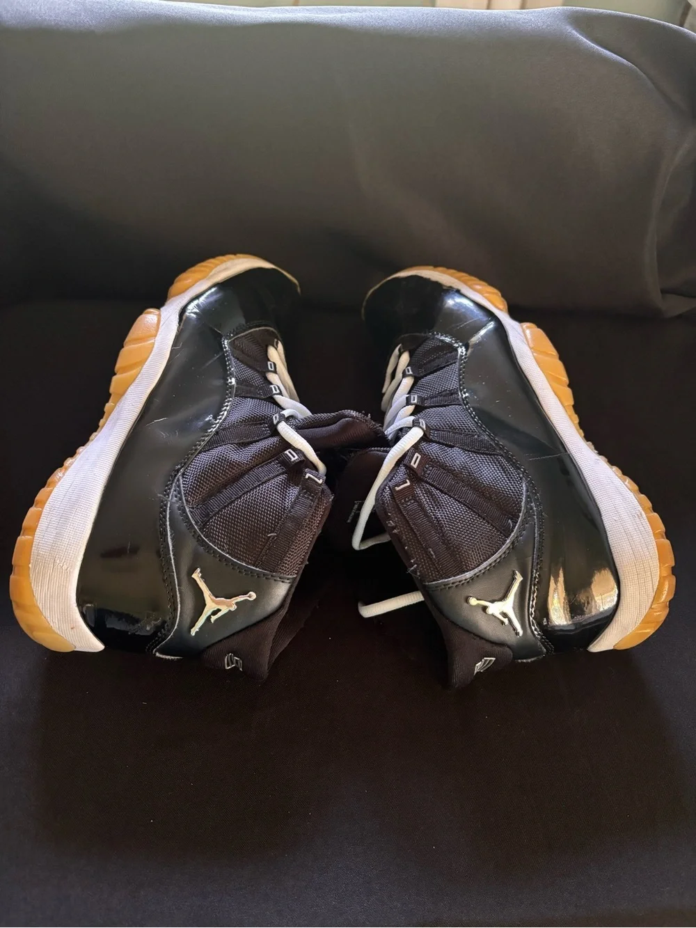 Black Jordan’s Patent High-Top Sneakers with White Laces Size 10